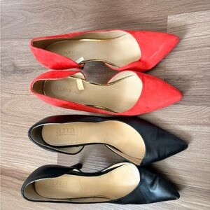 Women's Red and Black Pointed Heels
